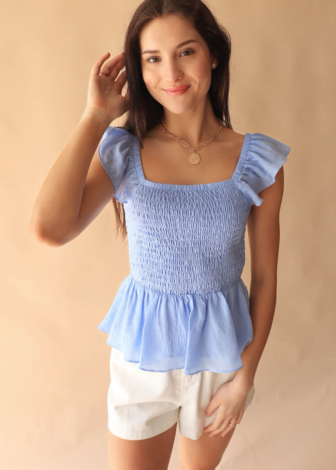 CLEARANCE FINAL SALE Skye Ruffle Smoked Top