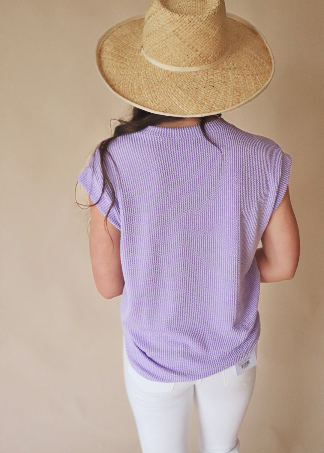 RESTOCK Ana Sleeveless Solid Ribbed Top in Lavender