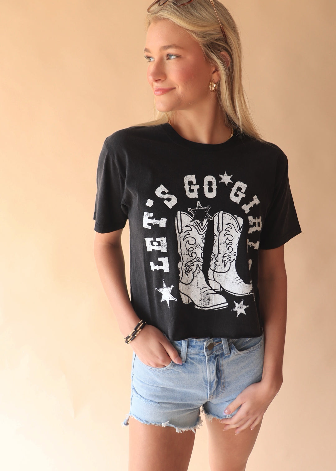 Let's Go Girls Graphic Tee in Black