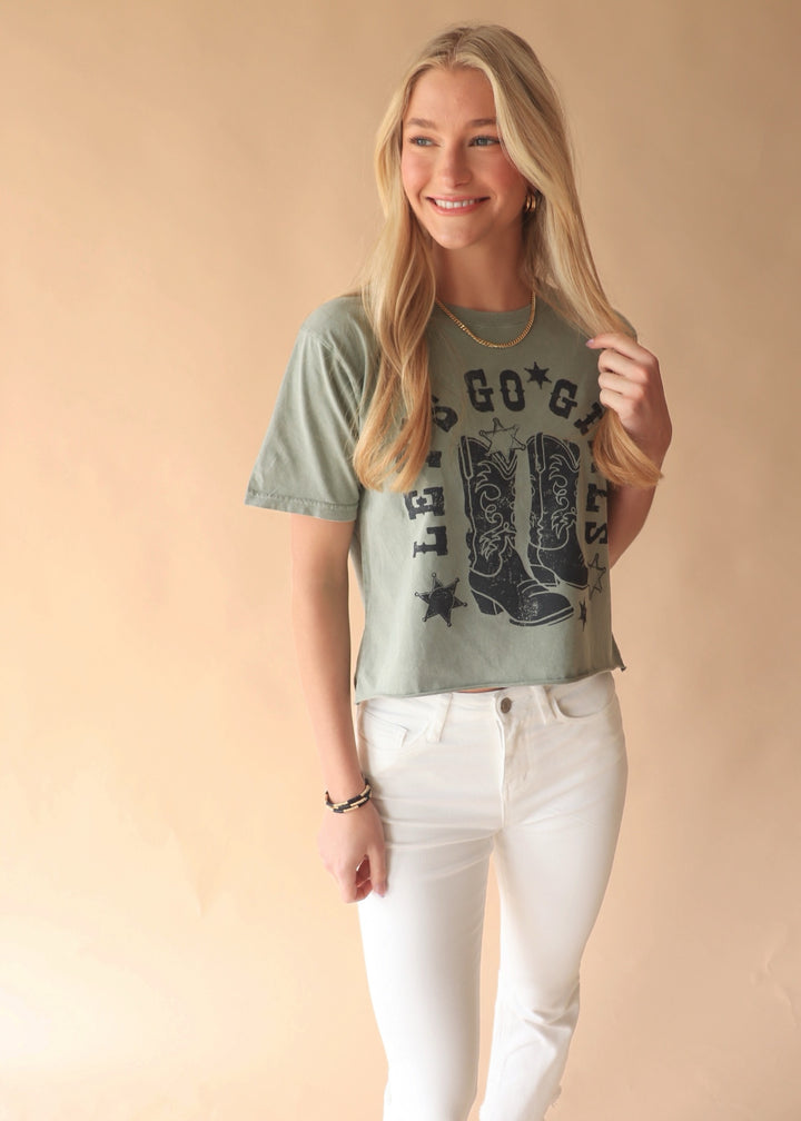 Let's Go Girls Graphic Tee in Olive