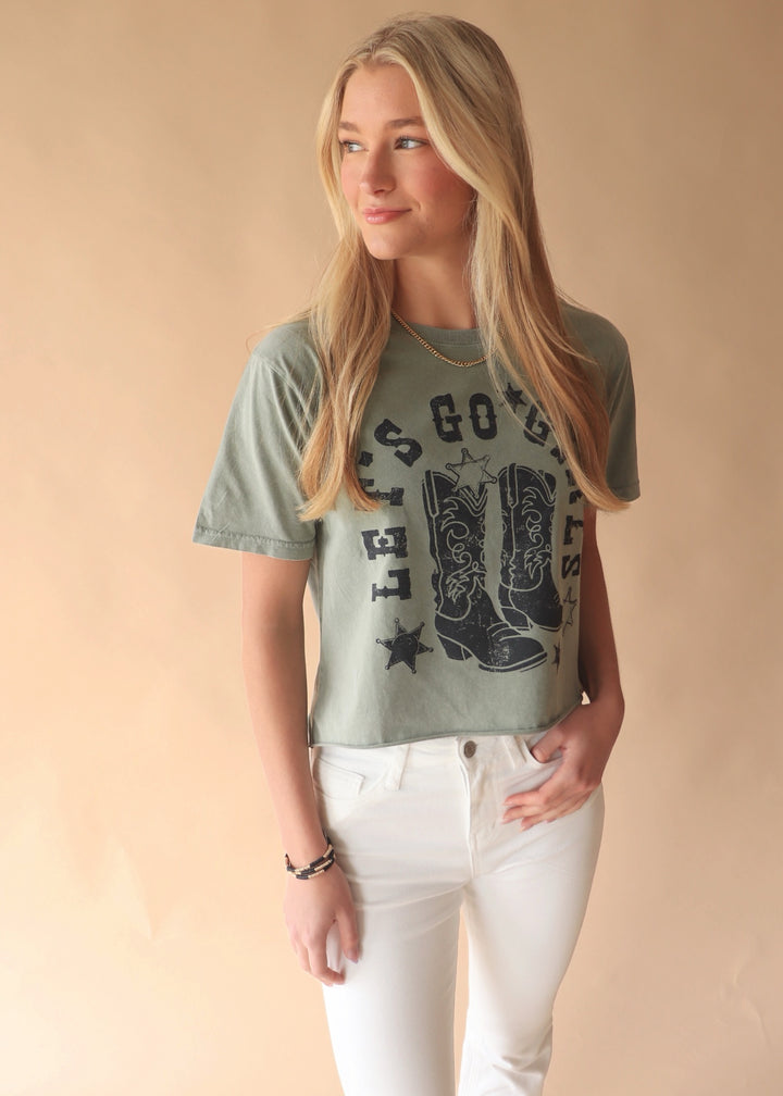 Let's Go Girls Graphic Tee in Olive