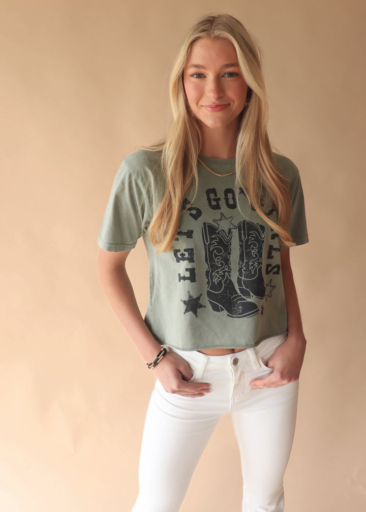 Let's Go Girls Graphic Tee in Olive