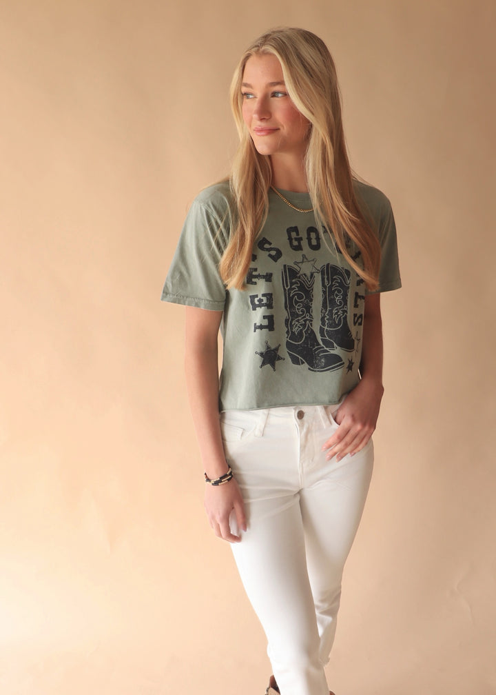 Let's Go Girls Graphic Tee in Olive