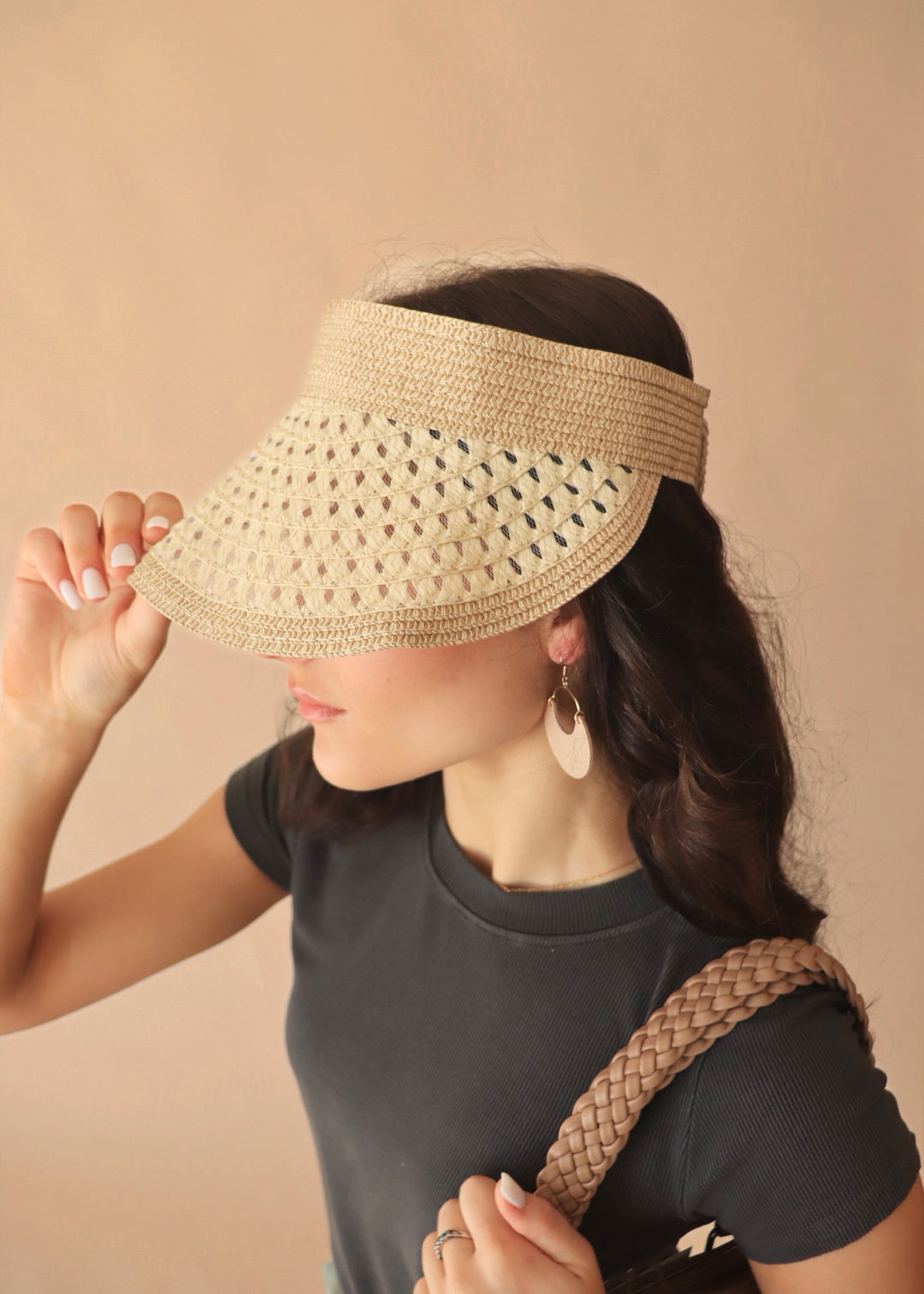 CLEARANCE FINAL SALE Boho Solid Straw Visor Hat