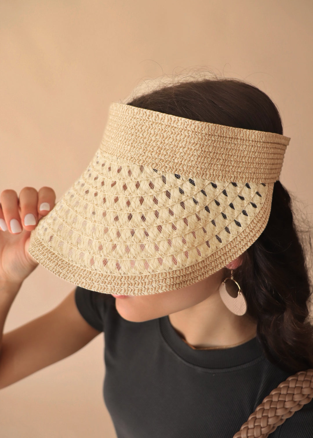 CLEARANCE FINAL SALE Boho Solid Straw Visor Hat