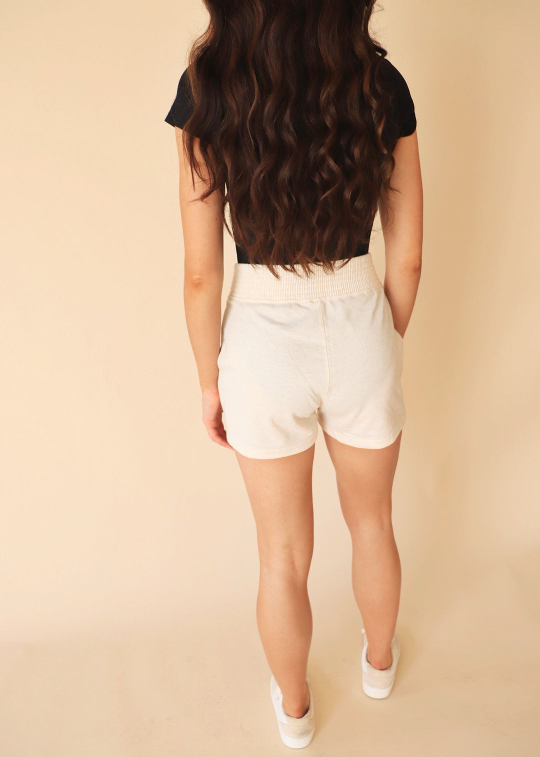 CLEARANCE FINAL SALE Crossover Waist Lounge Shorts in Natural