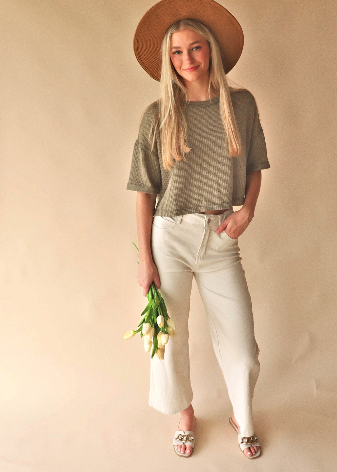 Manda Wide Leg Pants in Sand