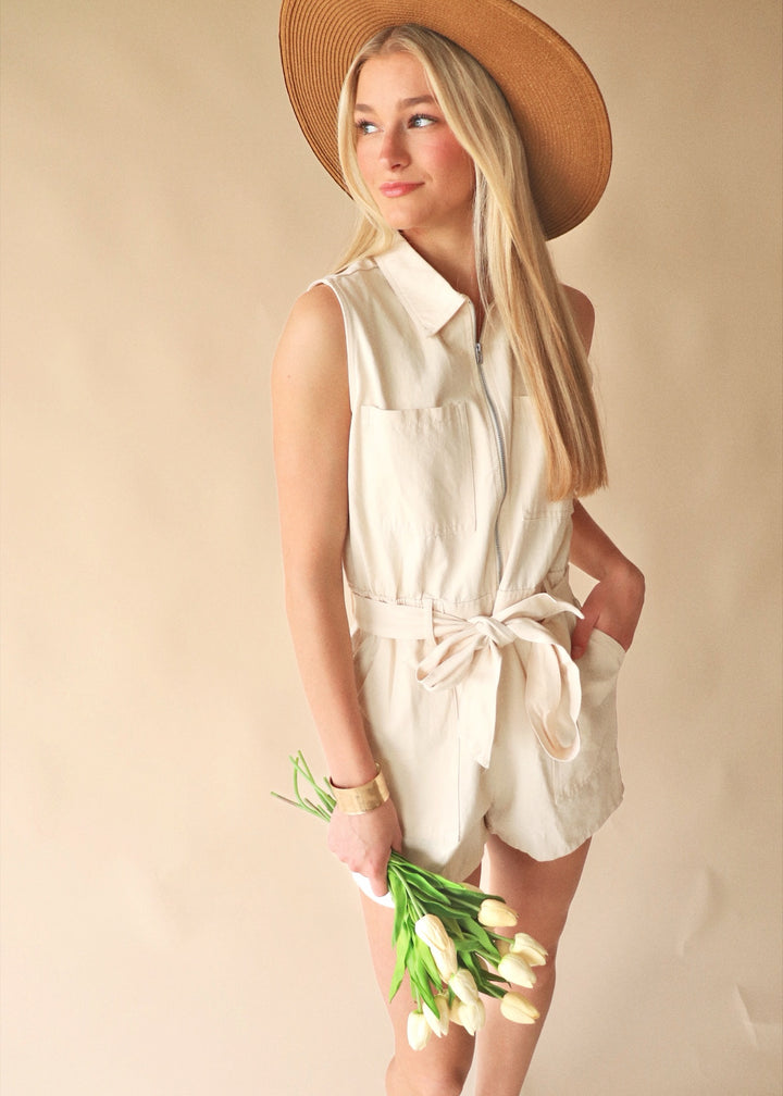 CLEARANCE FINAL SALE Caroline Romper in Cream