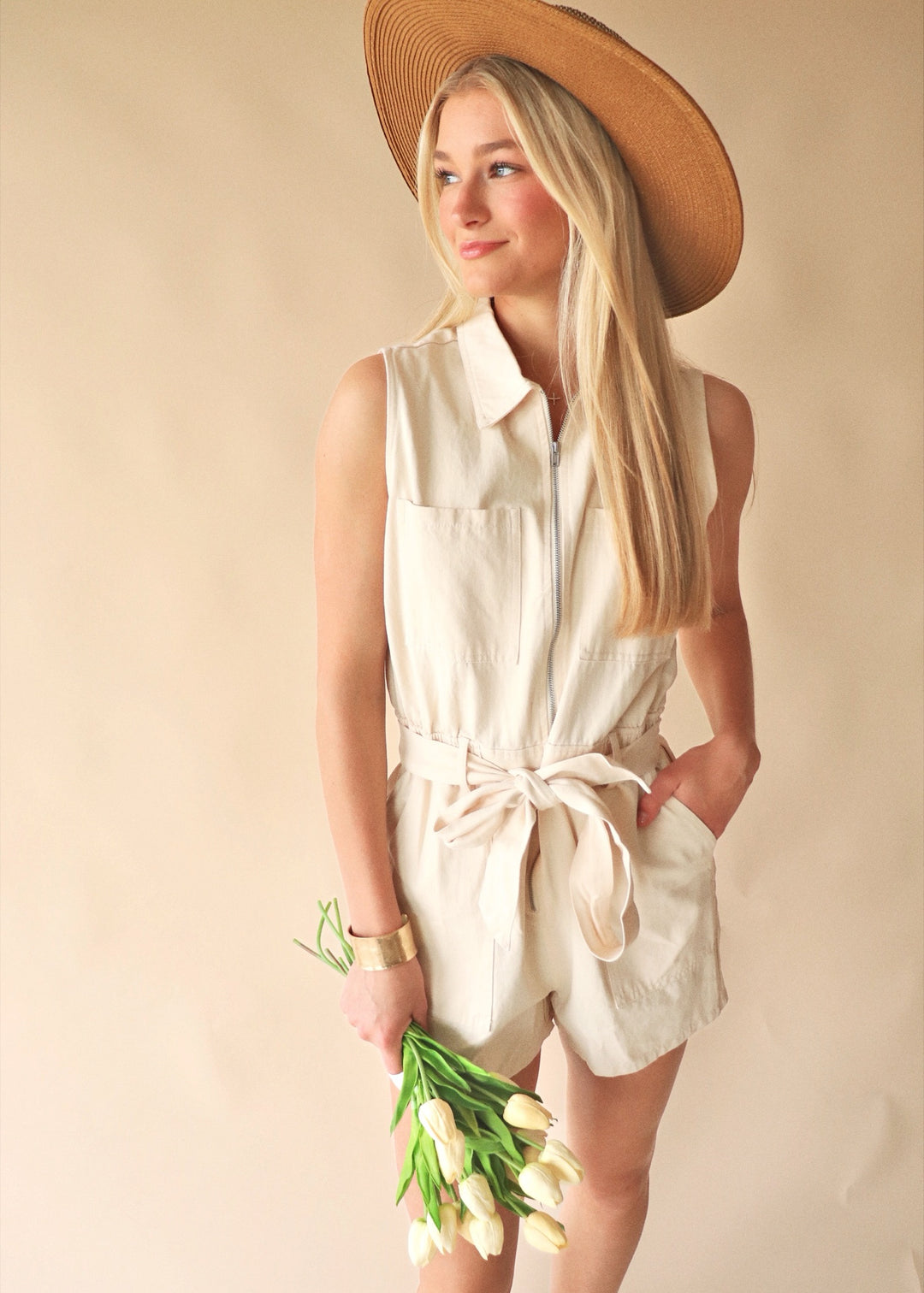 CLEARANCE FINAL SALE Caroline Romper in Cream