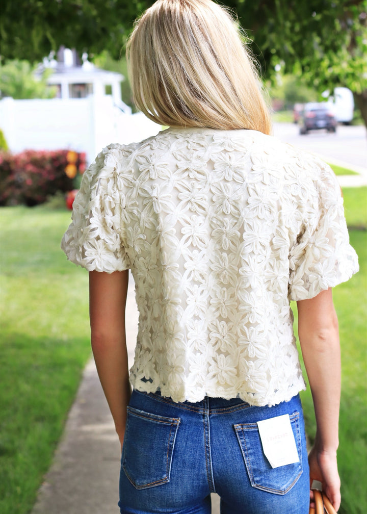 Whispering Flowers Cream Top