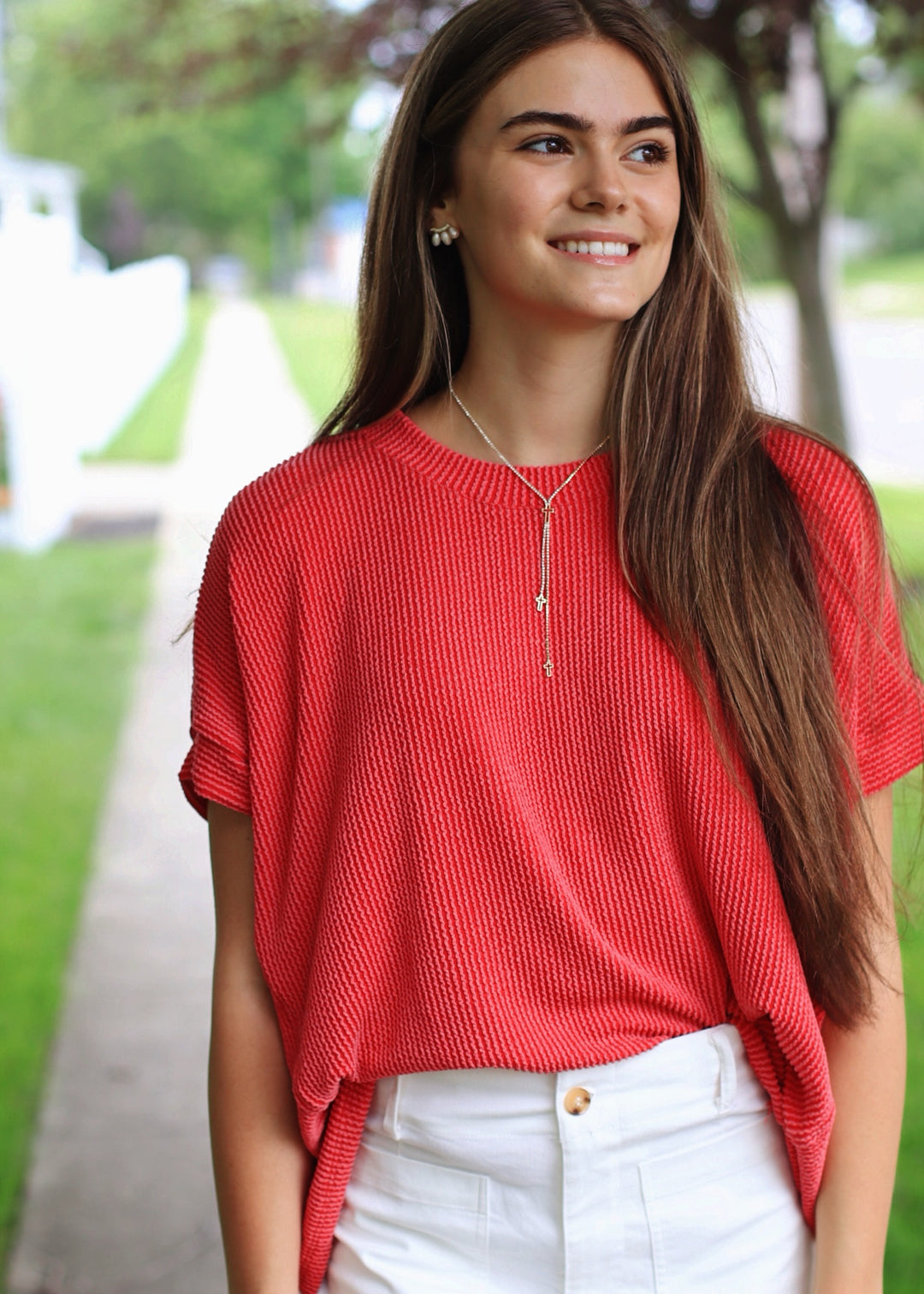 RESTOCK So Easy Ribbed Shirt in Red