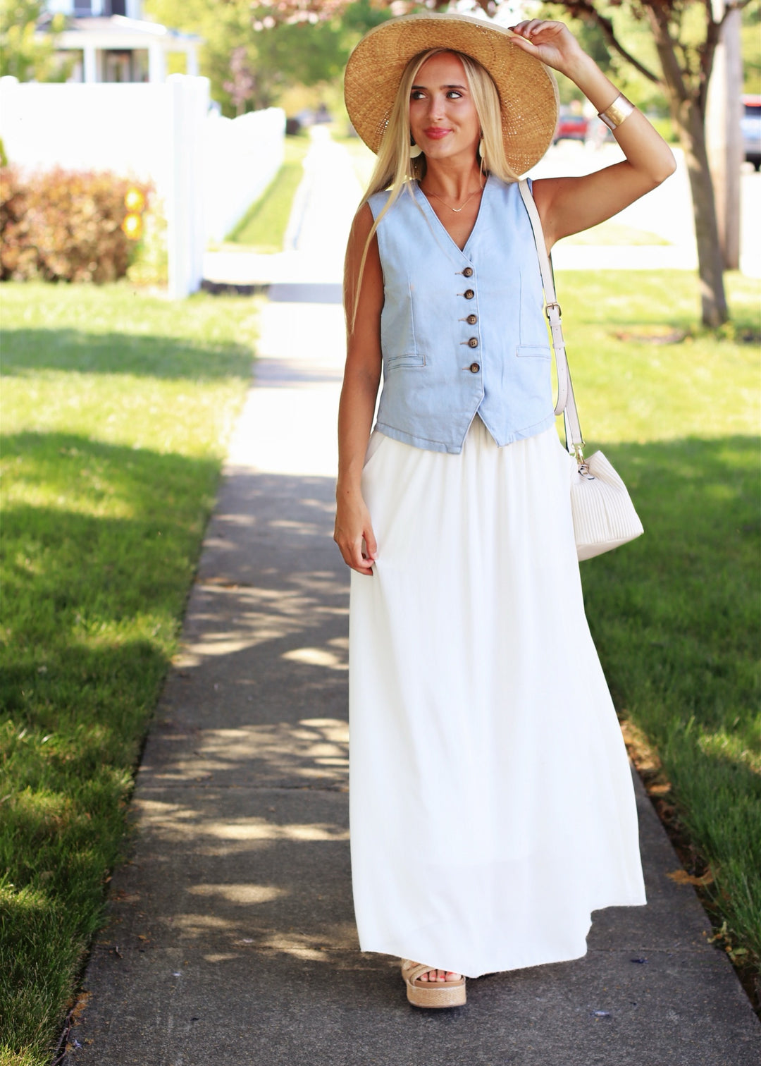 Annie Stretch Denim Button Vest