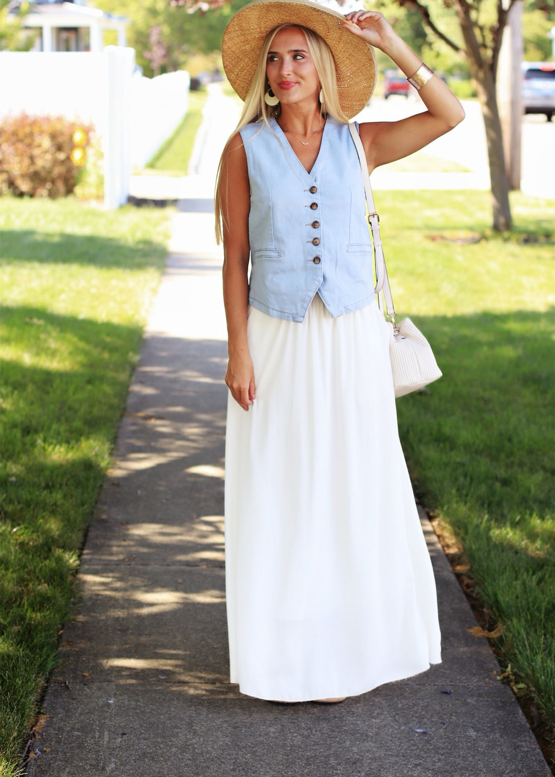 Annie Stretch Denim Button Vest