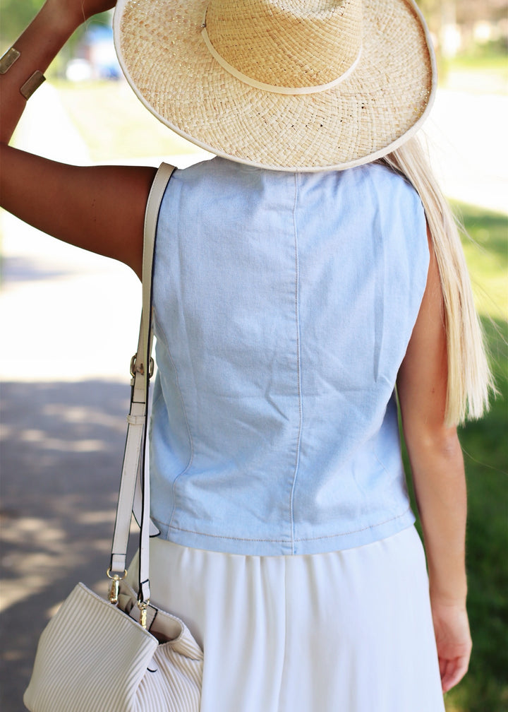 Annie Stretch Denim Button Vest