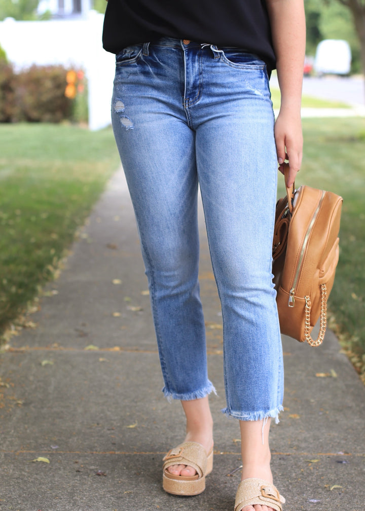 Amber High Rise Kick Back Flare Jeans