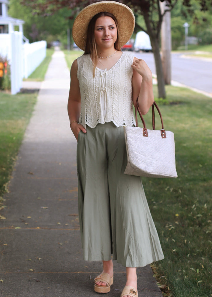 Ellison Crochet Vest in Cream