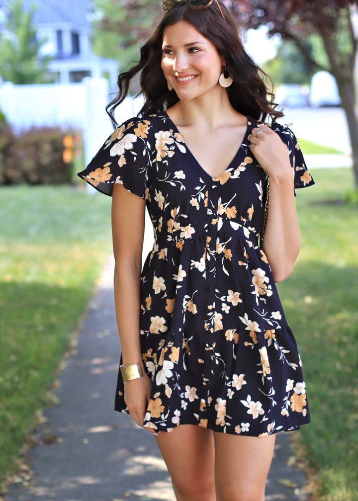 CLEARANCE FINAL SALE Junie Floral Button Down Mini Dress