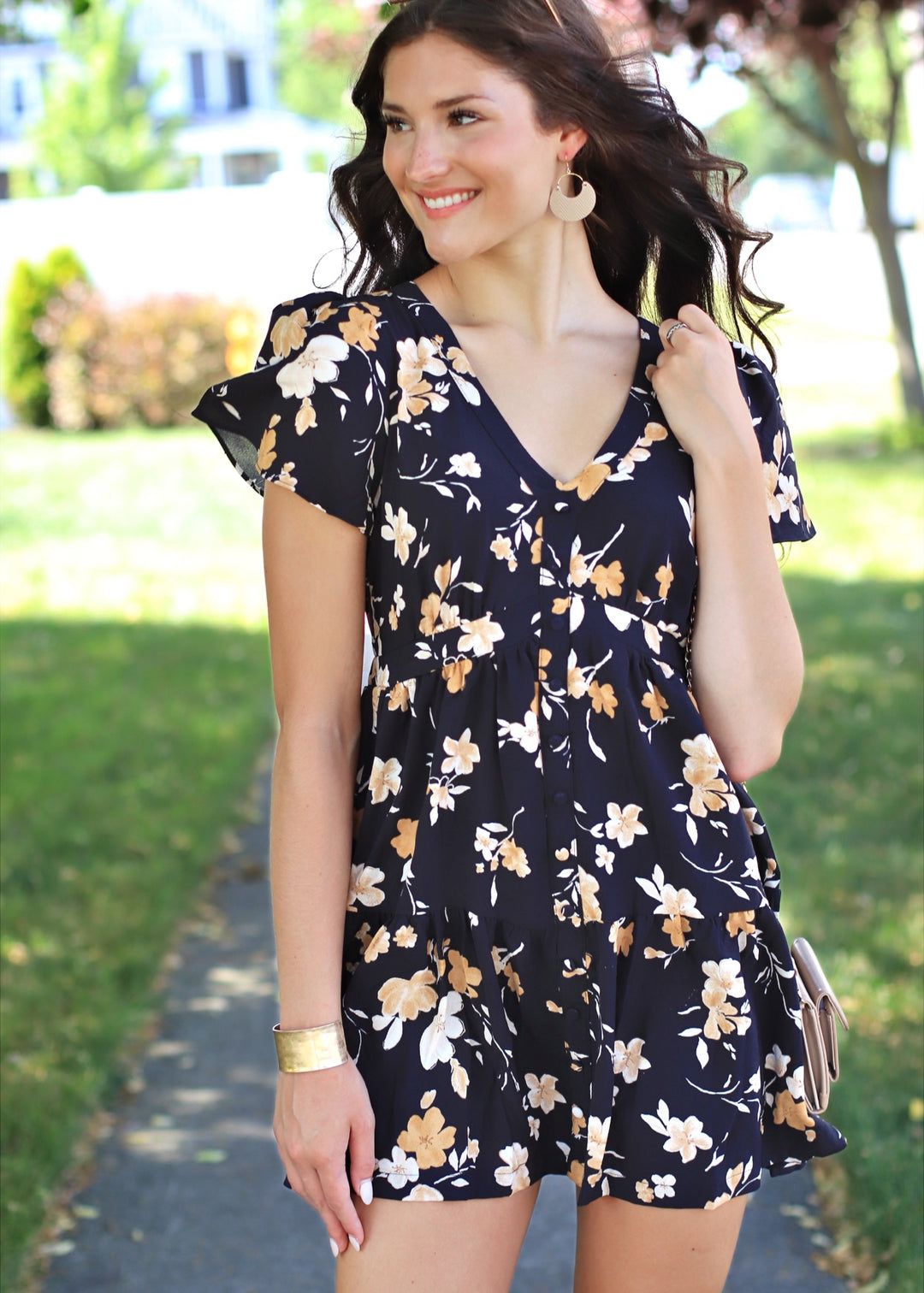 CLEARANCE FINAL SALE Junie Floral Button Down Mini Dress