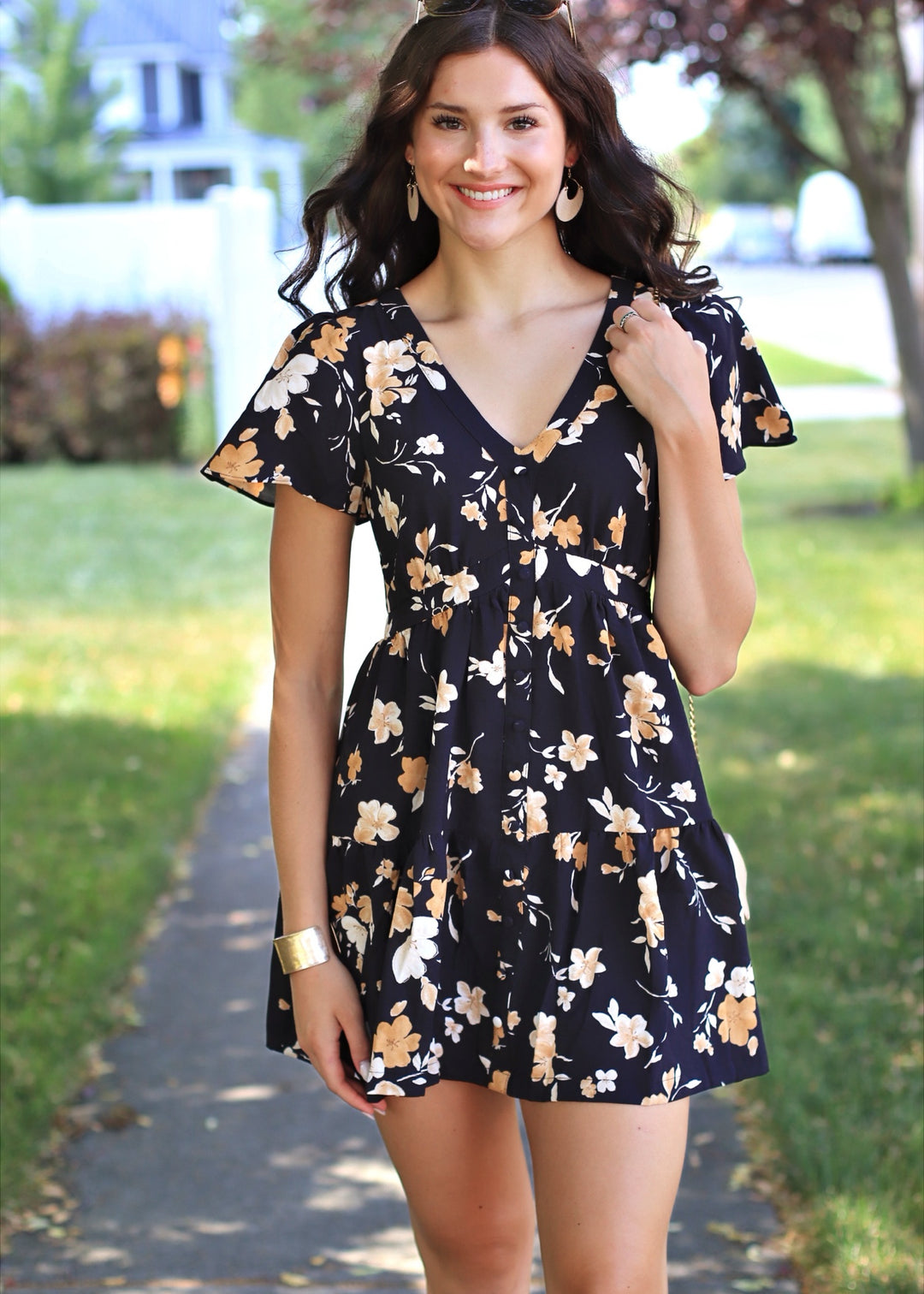 CLEARANCE FINAL SALE Junie Floral Button Down Mini Dress