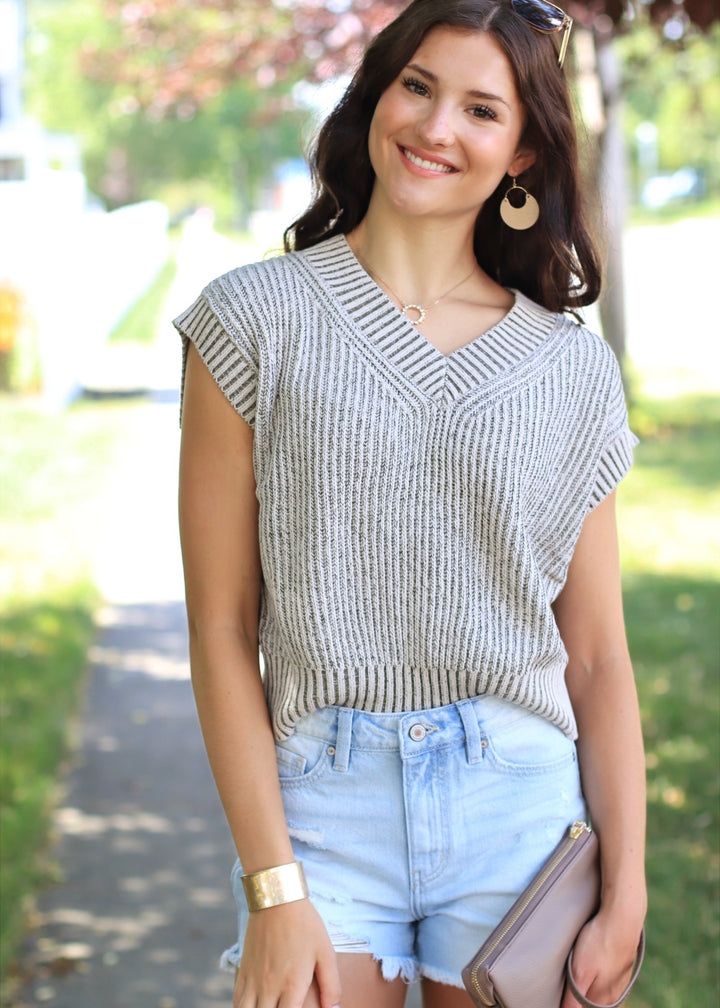 Ella Two Tone Knit Sweater Vest