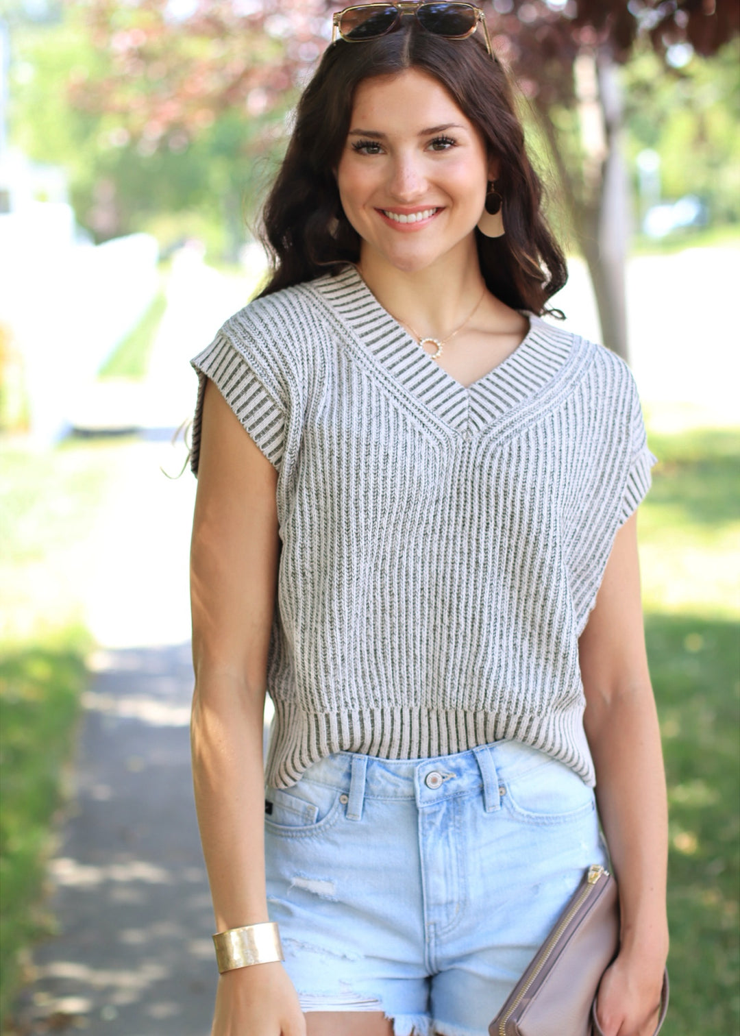 Ella Two Tone Knit Sweater Vest