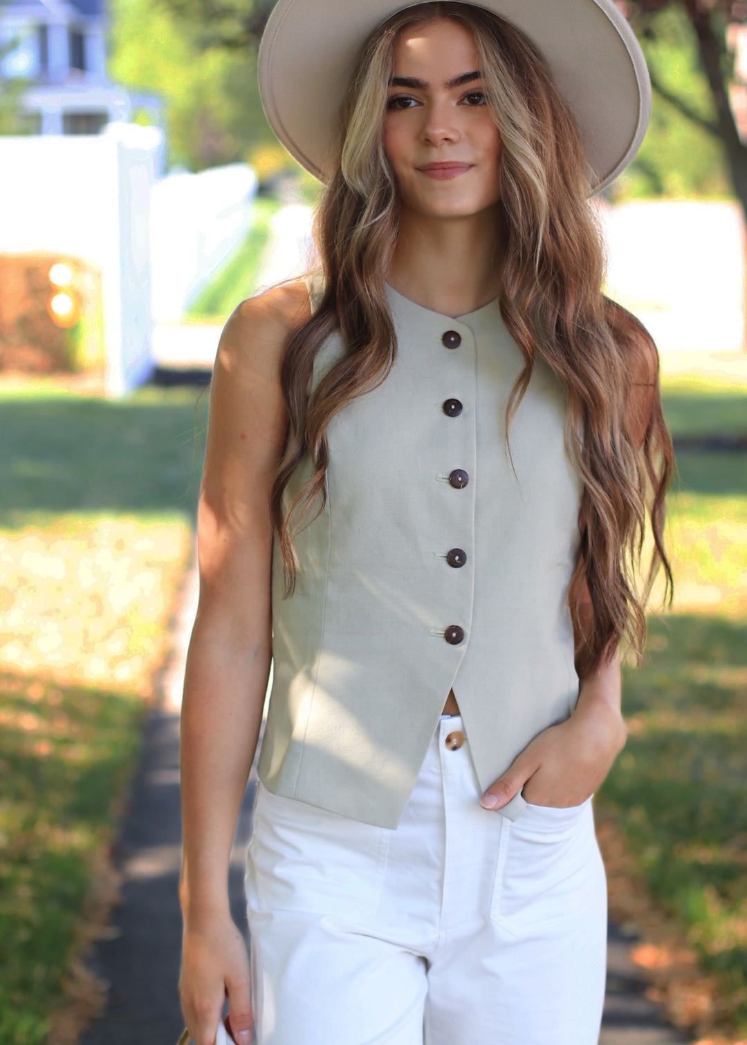 Main Street Waistcoat Vest in Laurel