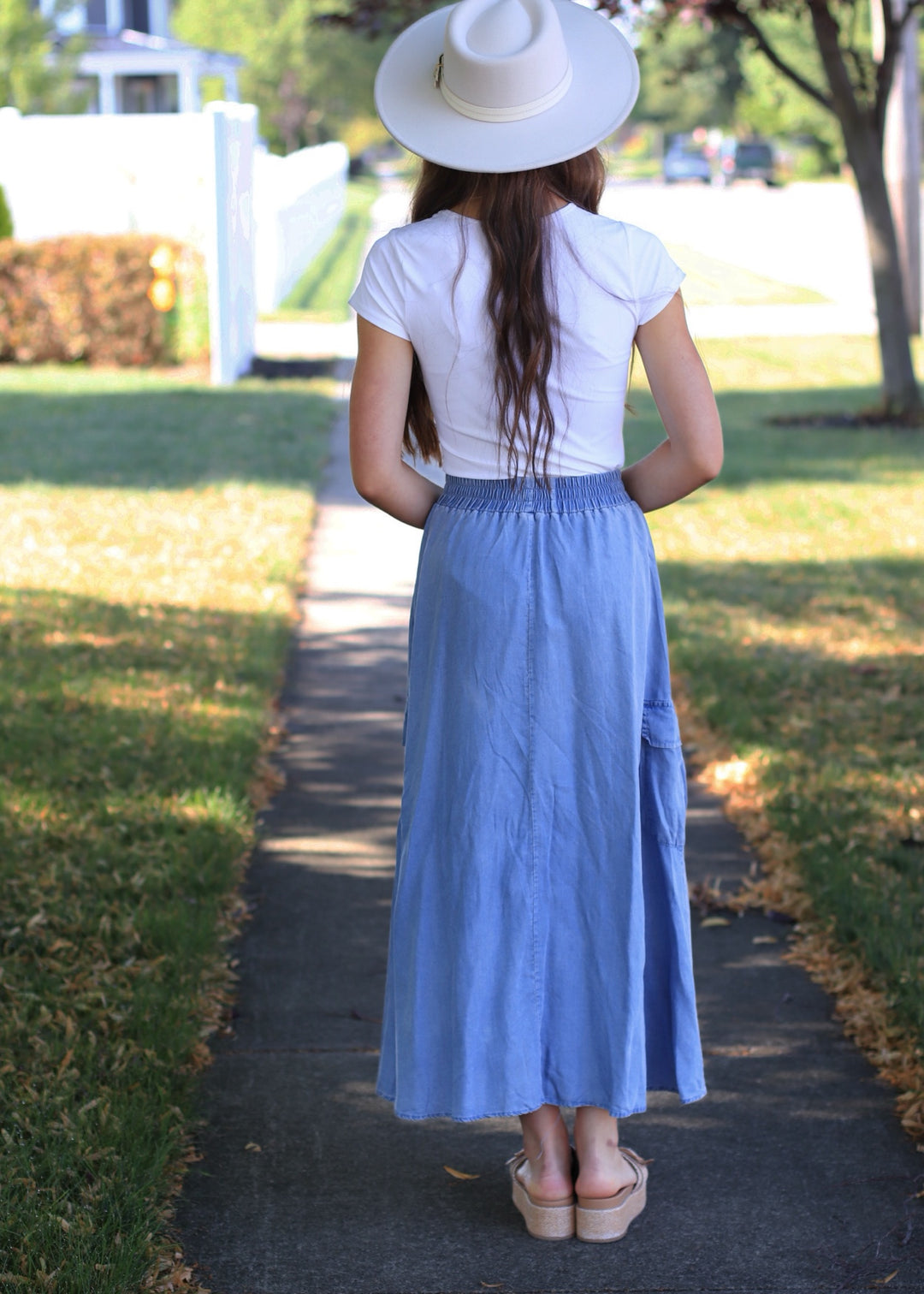 Kinsley Woven Chambray Midi Skirt