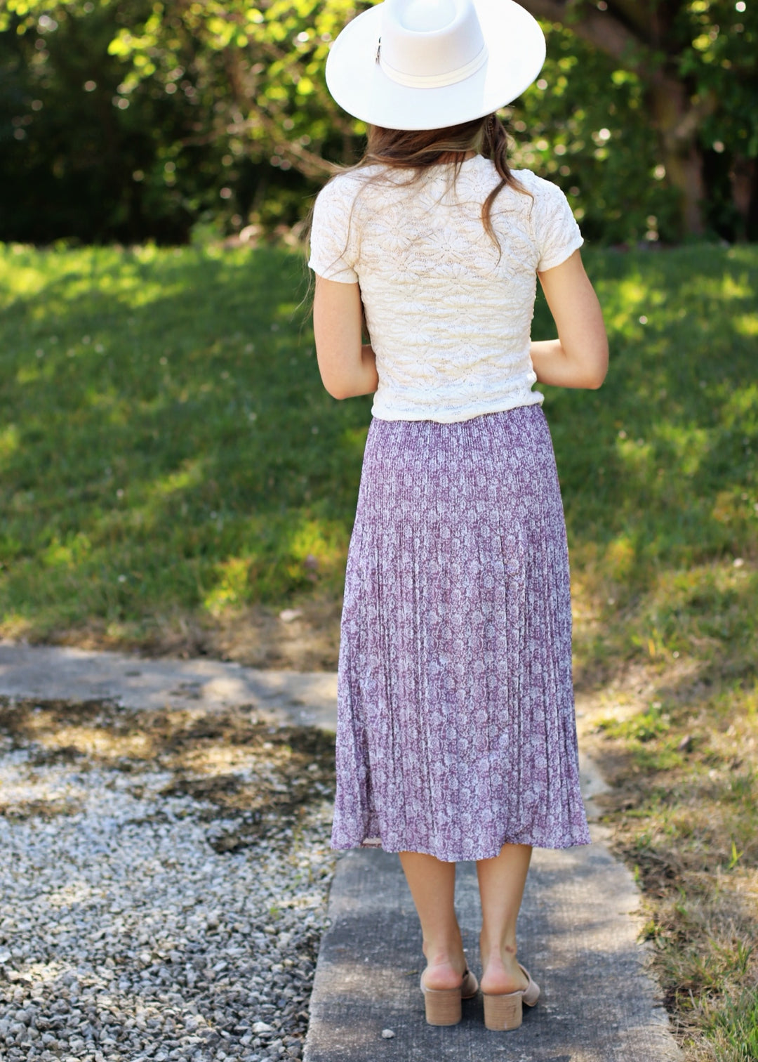 Reid Paisley Pleated Midi Skirt