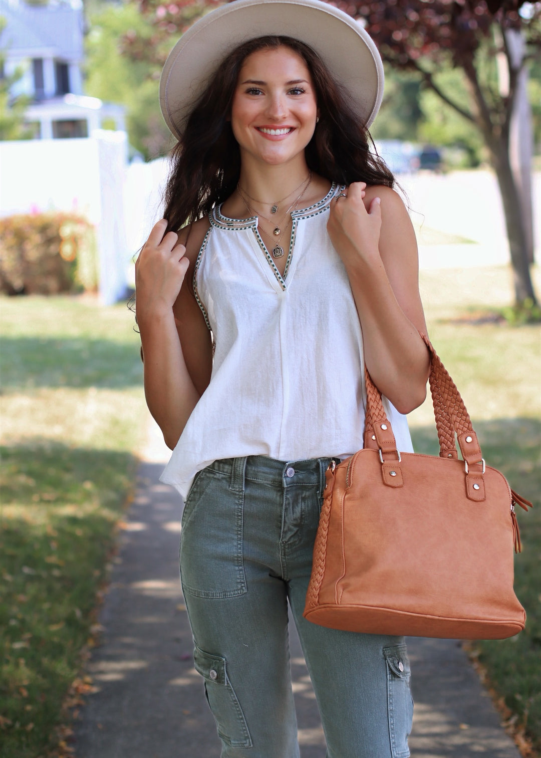 CLEARANCE FINAL SALE Hudson Embroidered Detail Halter Tank