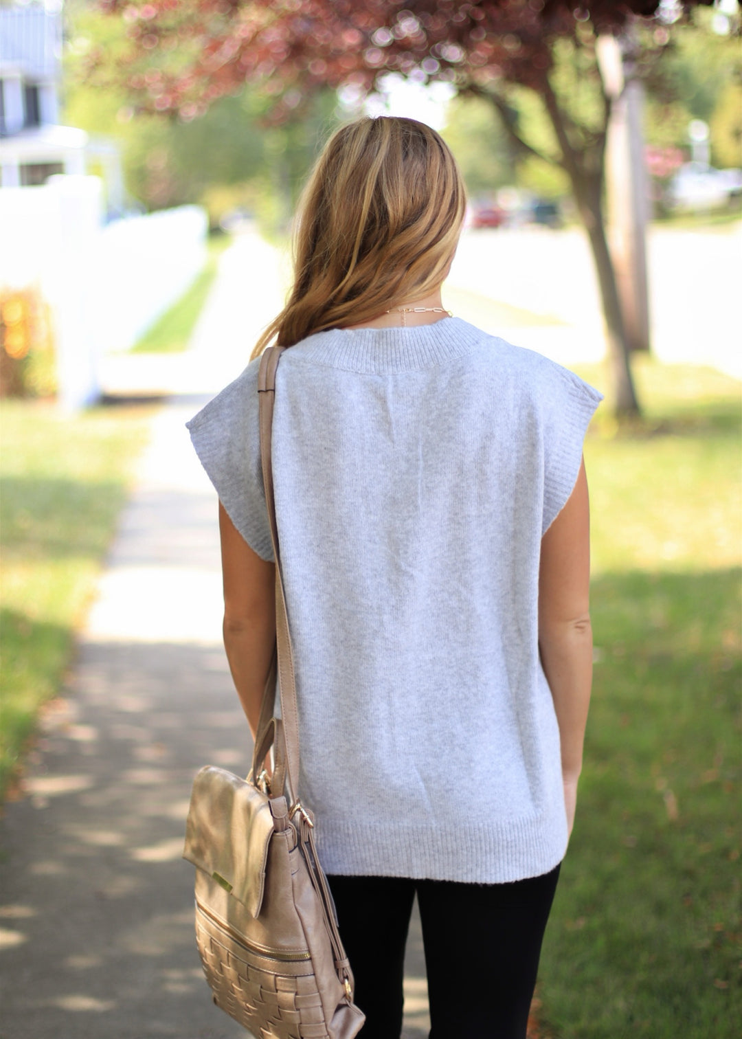 Recycled Yarn V-Neck Sleeveless Oversized Sweater Vest