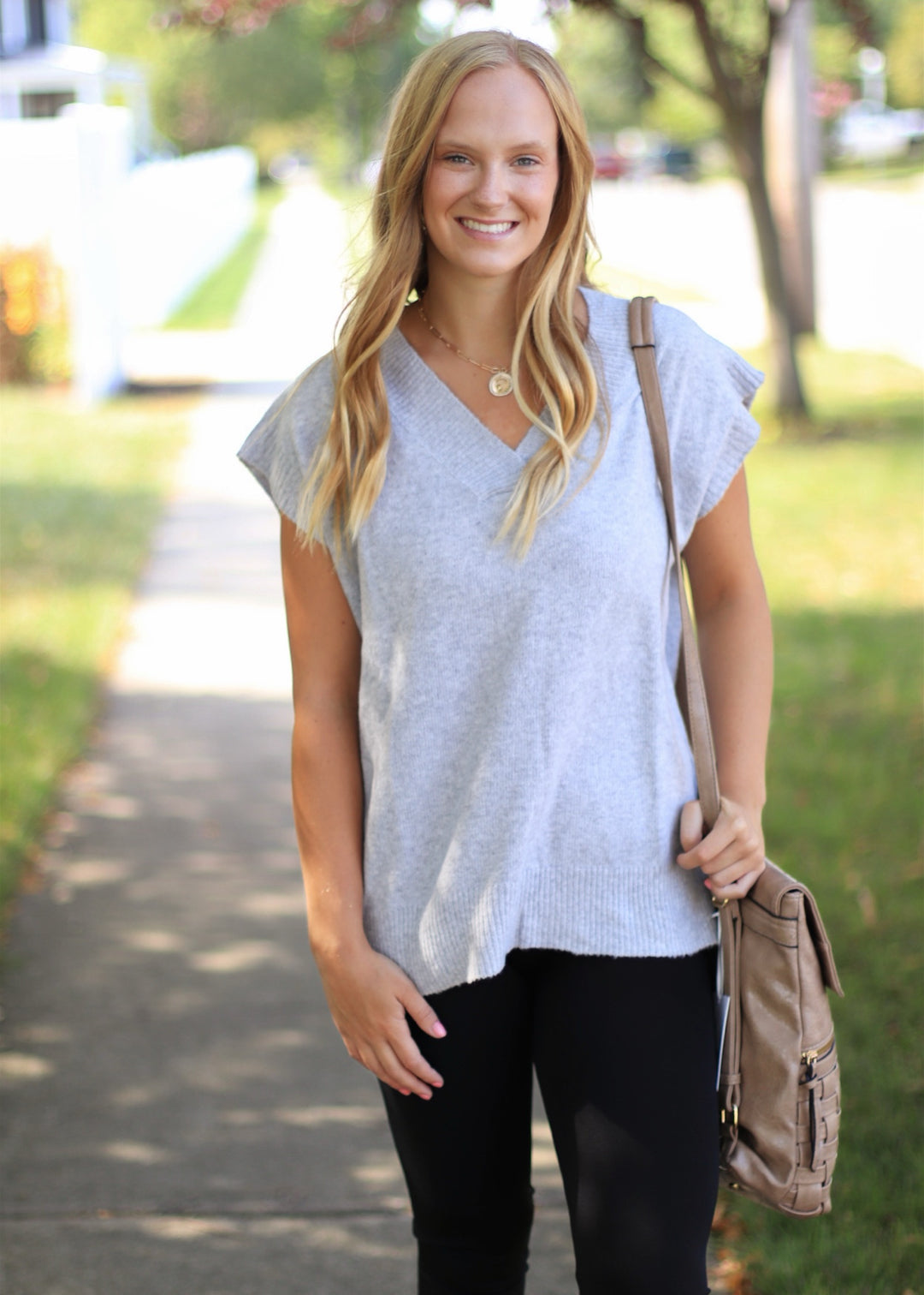 Recycled Yarn V-Neck Sleeveless Oversized Sweater Vest