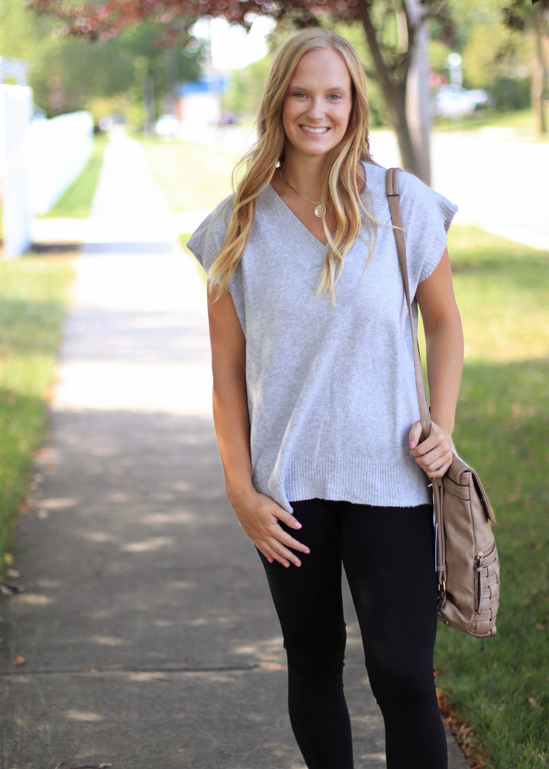 Recycled Yarn V-Neck Sleeveless Oversized Sweater Vest