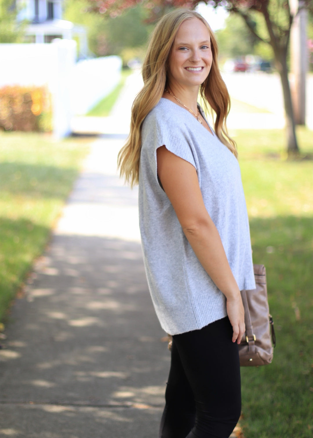 Recycled Yarn V-Neck Sleeveless Oversized Sweater Vest