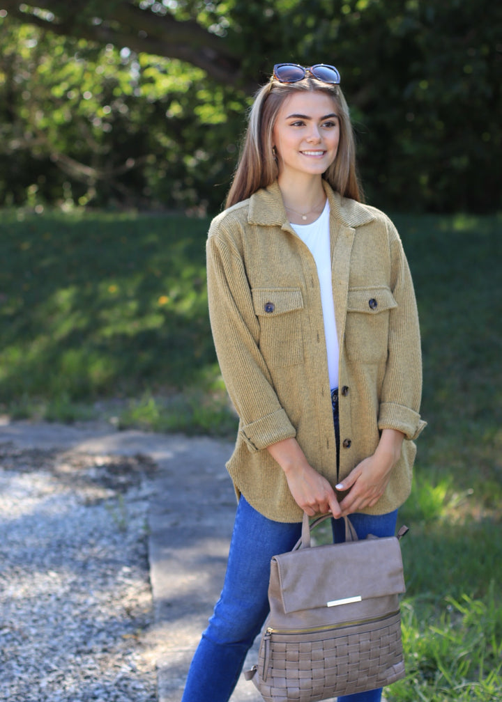 Fall Season Two Tone Shacket in Mustard