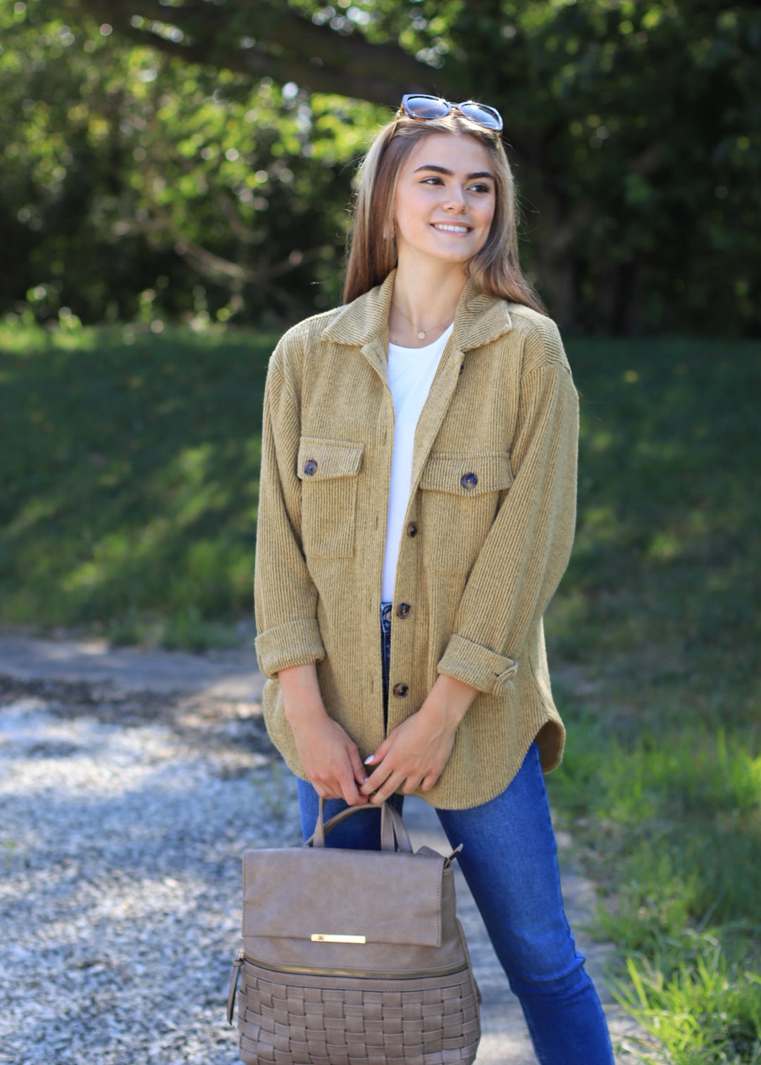 Fall Season Two Tone Shacket in Mustard