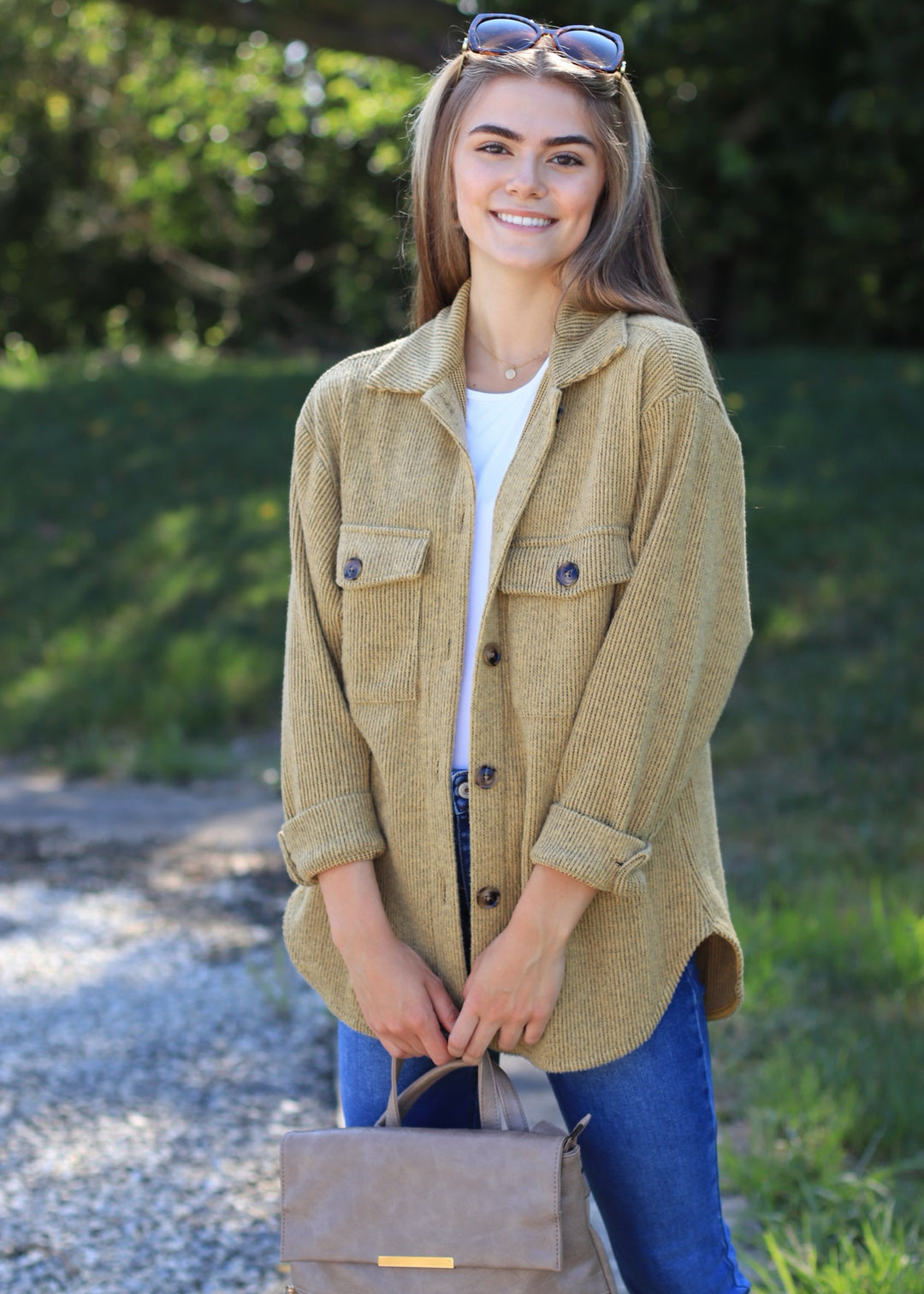 Fall Season Two Tone Shacket in Mustard