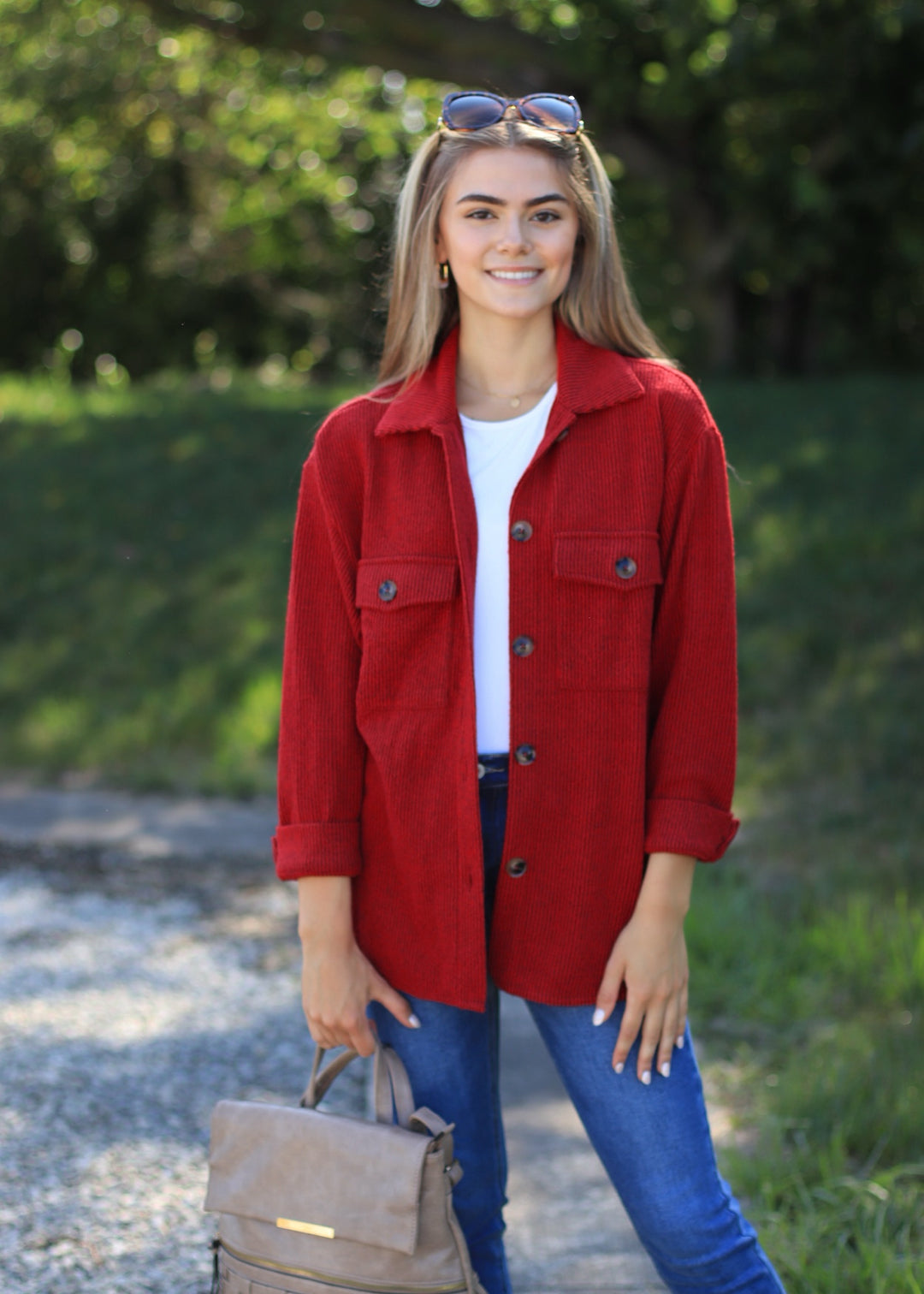 RESTOCK Fall Season Two Tone Shacket in Dark Red