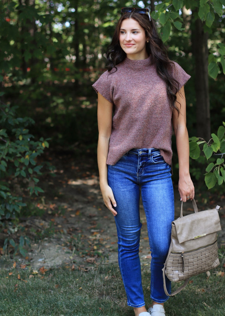 Madeline Sleeveless Sweater in Rust