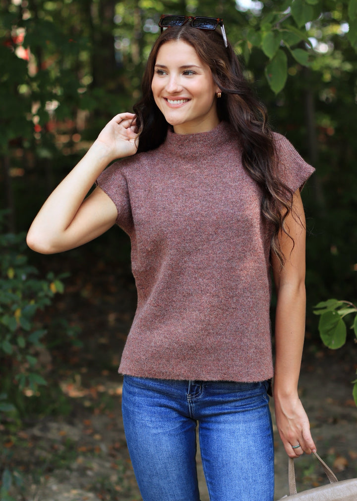 Madeline Sleeveless Sweater in Rust