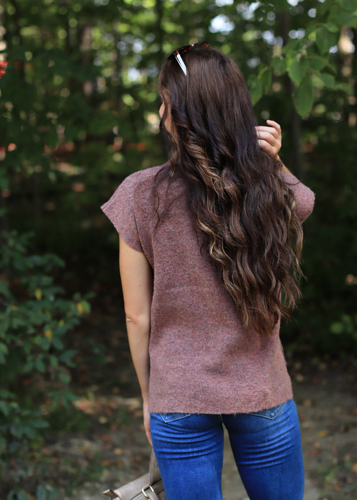 Madeline Sleeveless Sweater in Rust