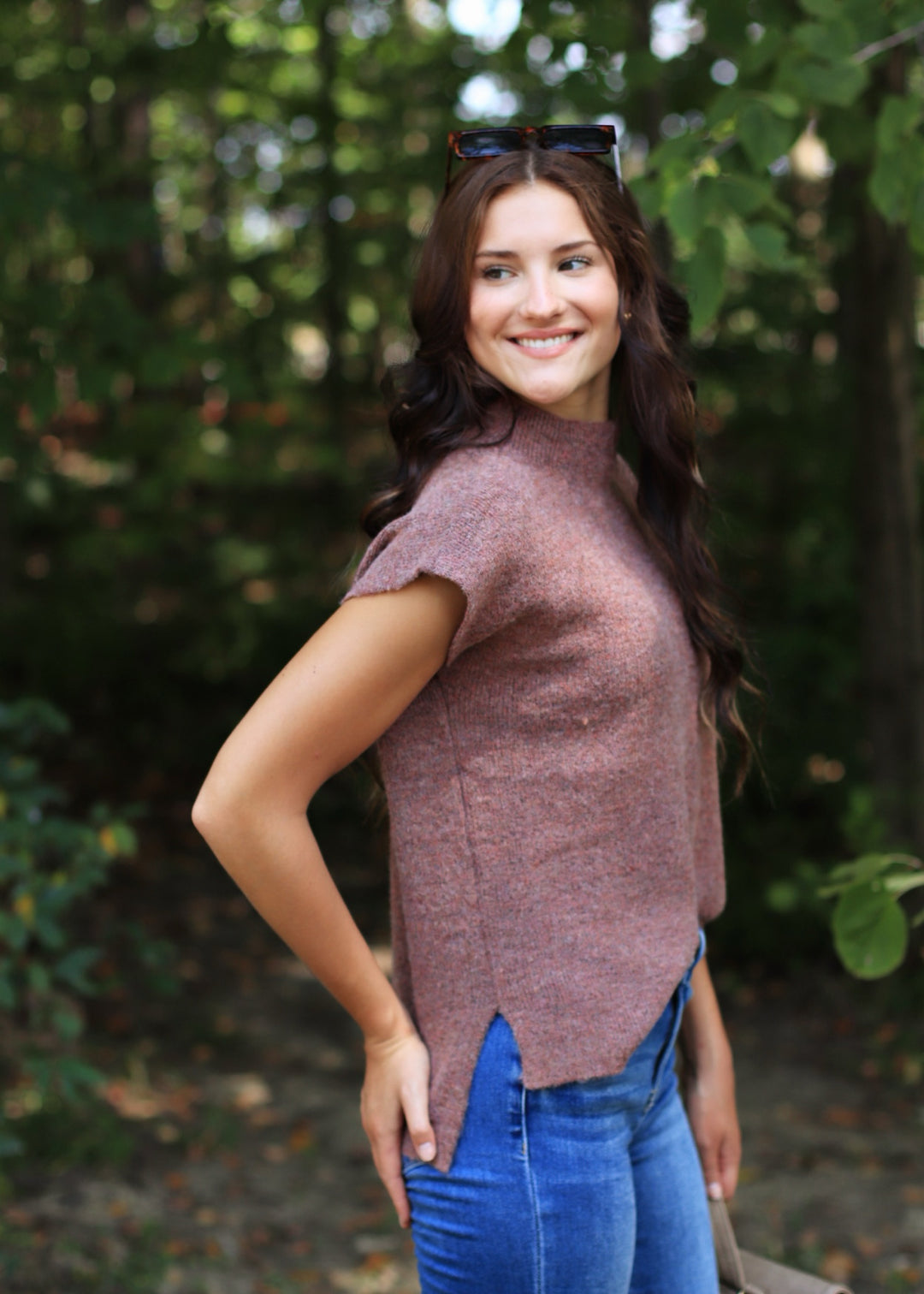 Madeline Sleeveless Sweater in Rust