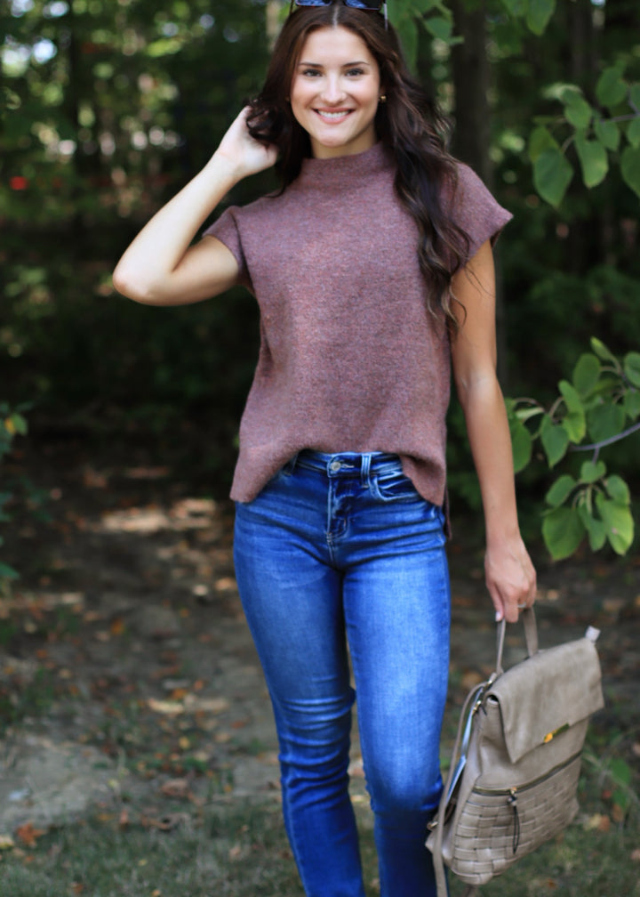 Madeline Sleeveless Sweater in Rust