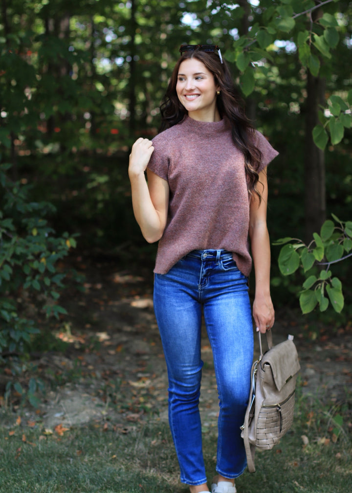 Madeline Sleeveless Sweater in Rust