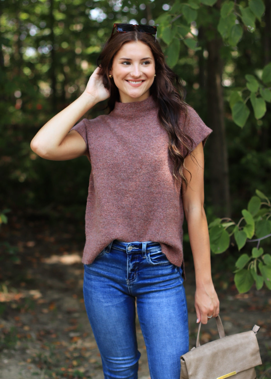 Madeline Sleeveless Sweater in Rust