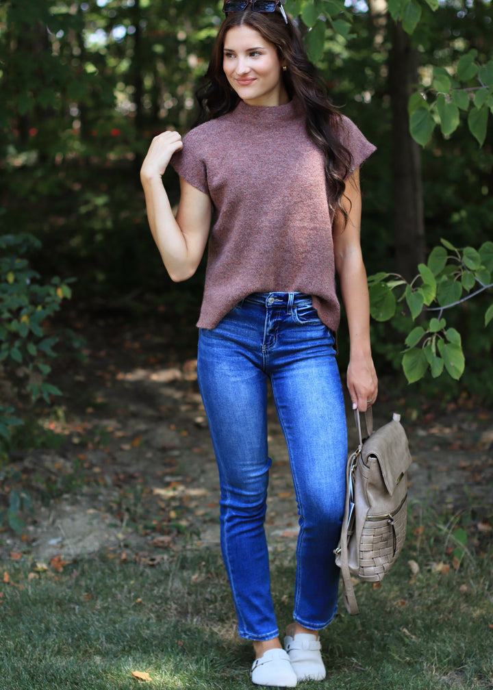 Madeline Sleeveless Sweater in Rust