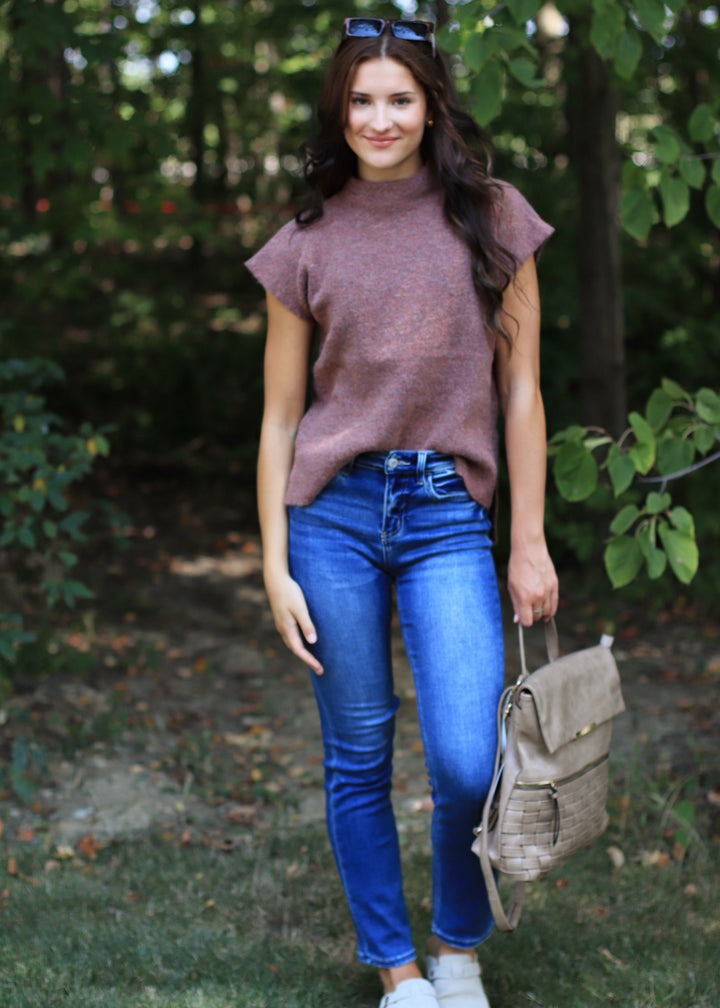 Madeline Sleeveless Sweater in Rust