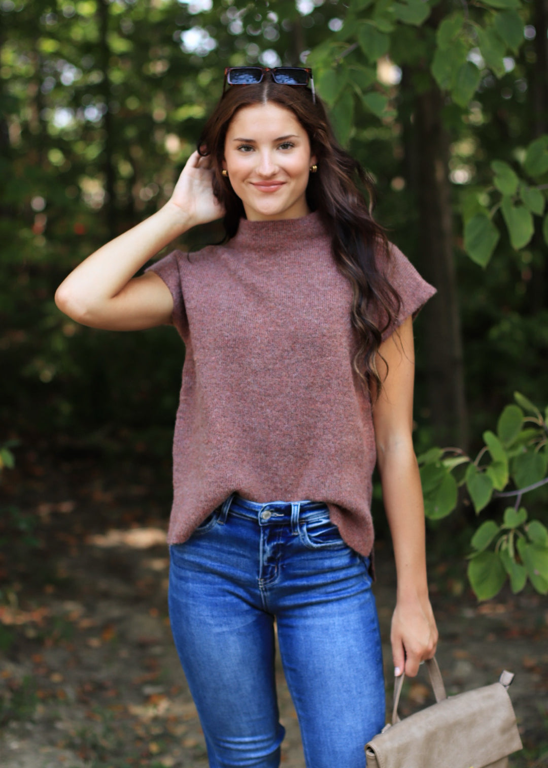 Madeline Sleeveless Sweater in Rust