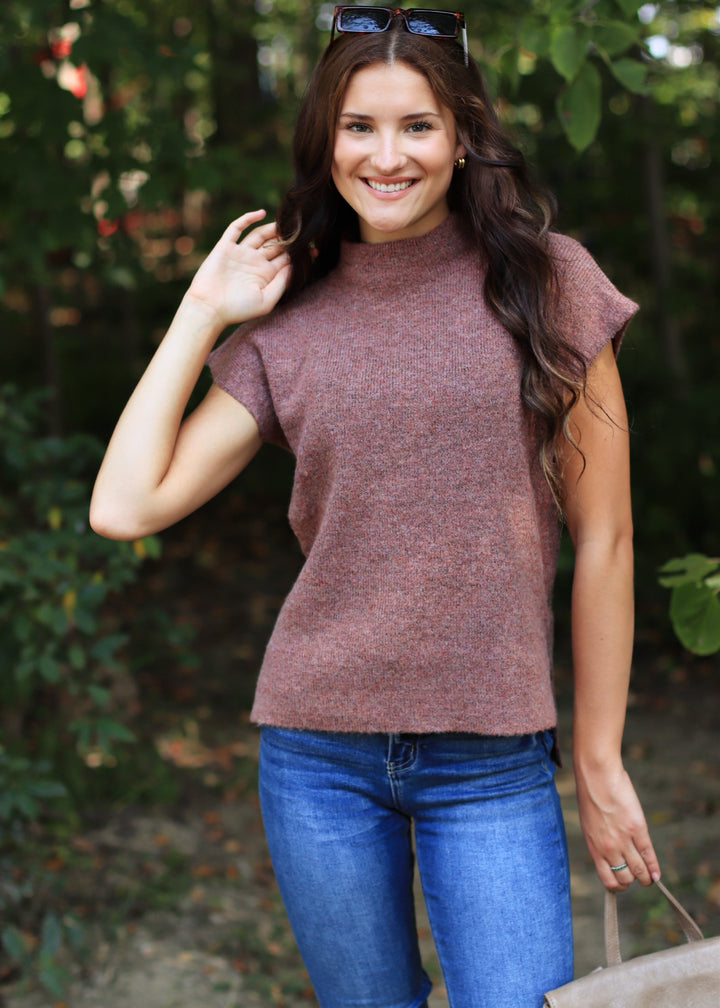 Madeline Sleeveless Sweater in Rust