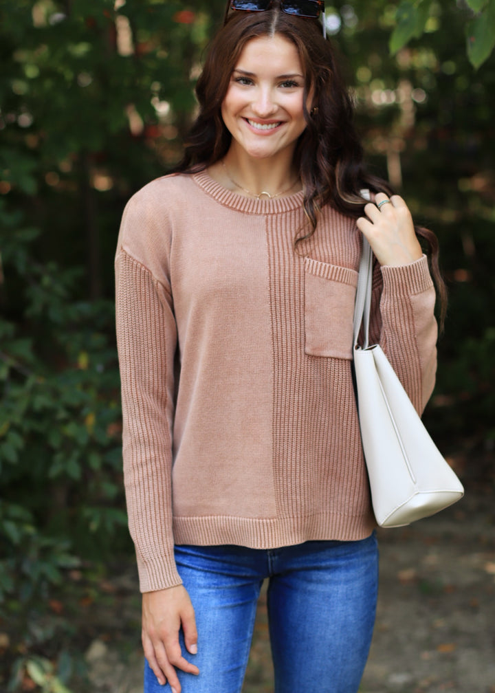 Yasmine Textured Crew Neck Sweater