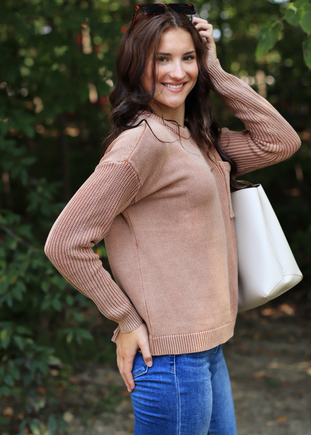 Yasmine Textured Crew Neck Sweater